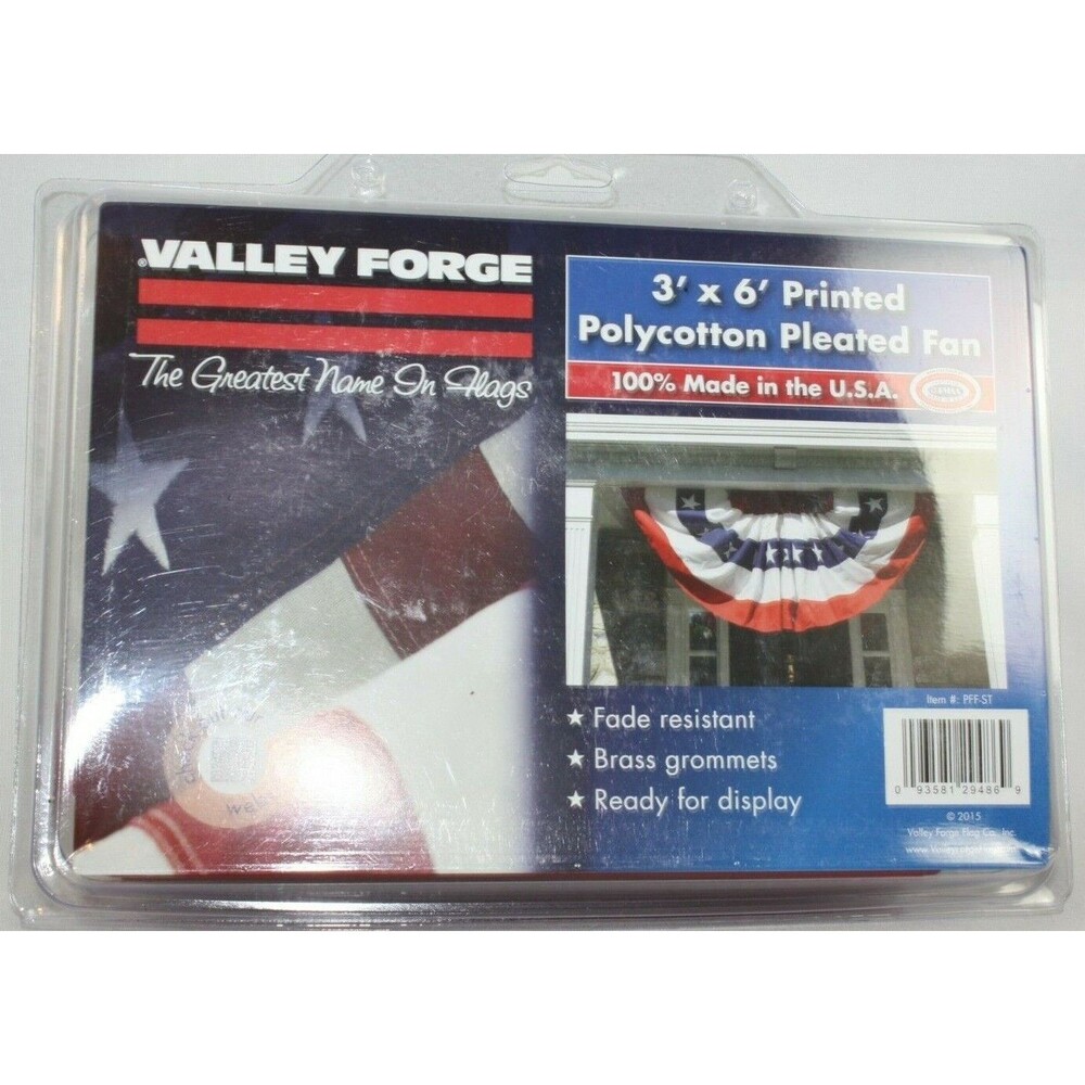 Valley Forge 3' x 6' Printed American Pleated Fan Swag Flag Made In The USA